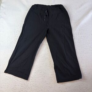 Lululemon Crop Pants Womens Size‎ 6 Black Drawstring Wide Leg Yoga